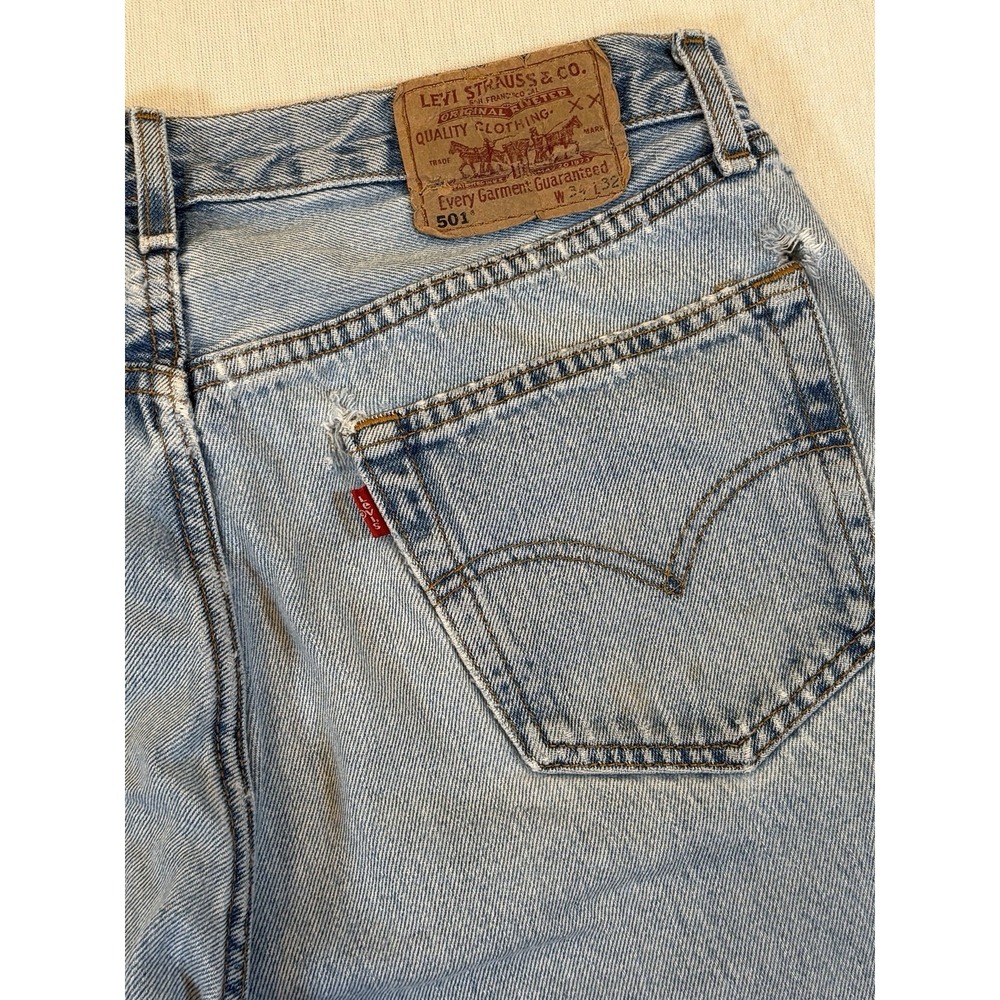 Vintage 1998 Levis 501 Made In France Distressed Grunge button fly Jeans 34x32
